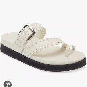 Open Edit Florence Toe Loop Sandal In Ivory Egret